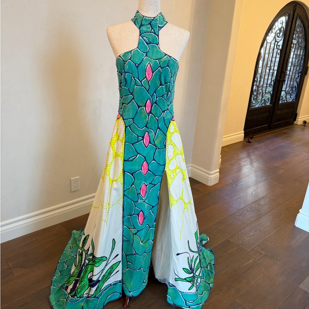 Hand Painted Halter Maxi Dress